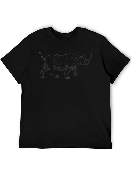 Black T-Shirt with Subtle Rhino Graphic