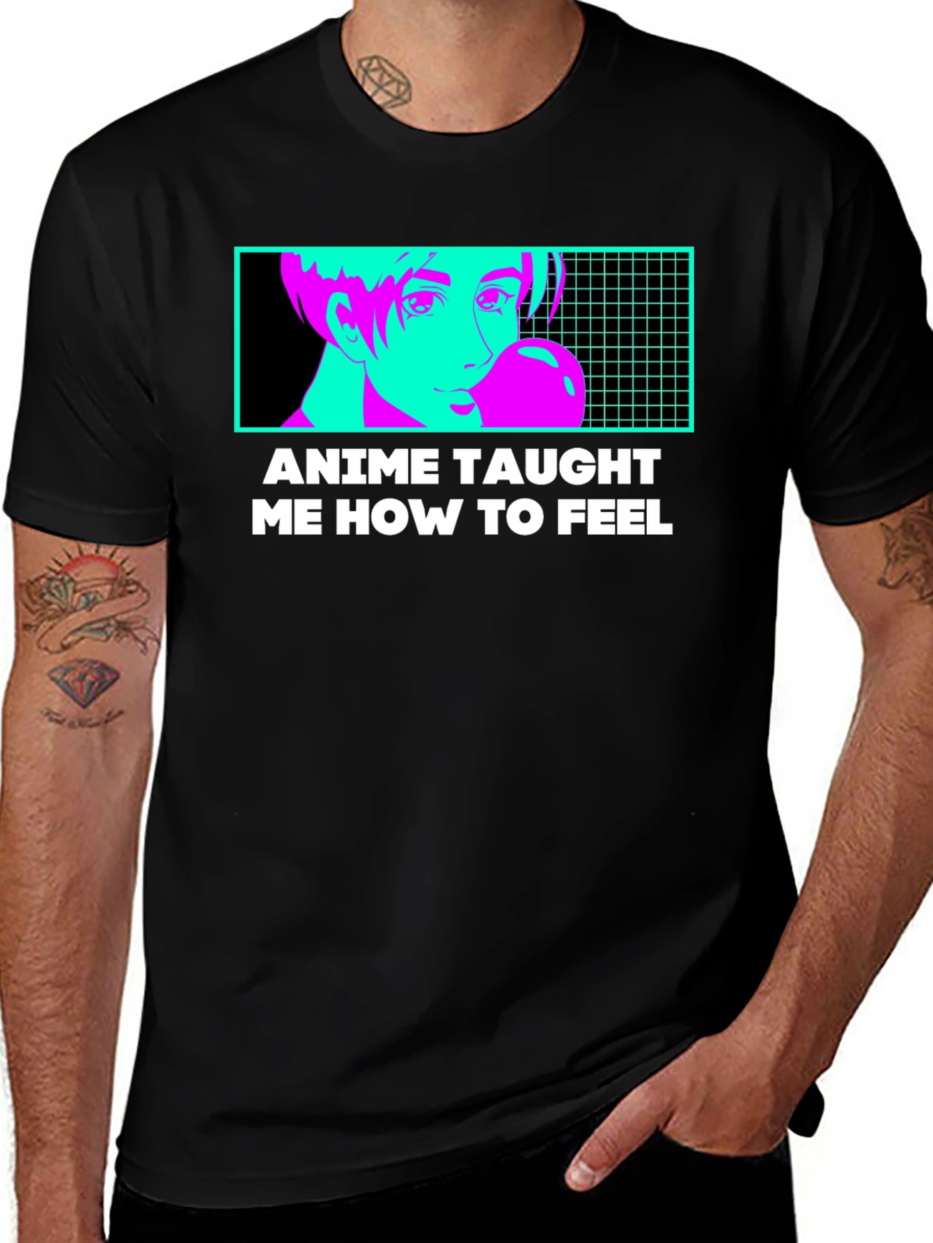 Anime Taught Me How to Feel Black T-Shirt