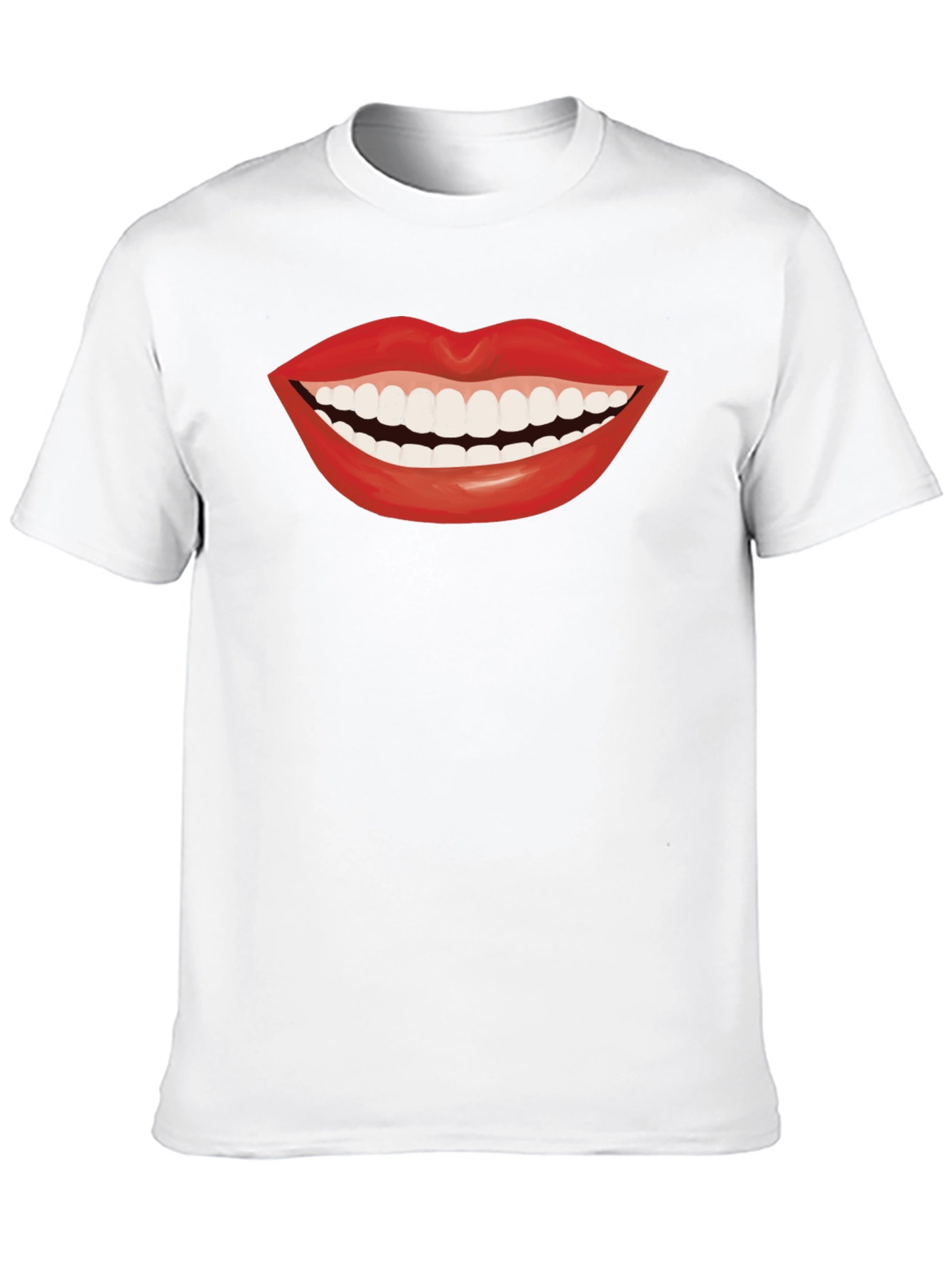 Smiling Lips Graphic T-Shirt - Casual Black Tee