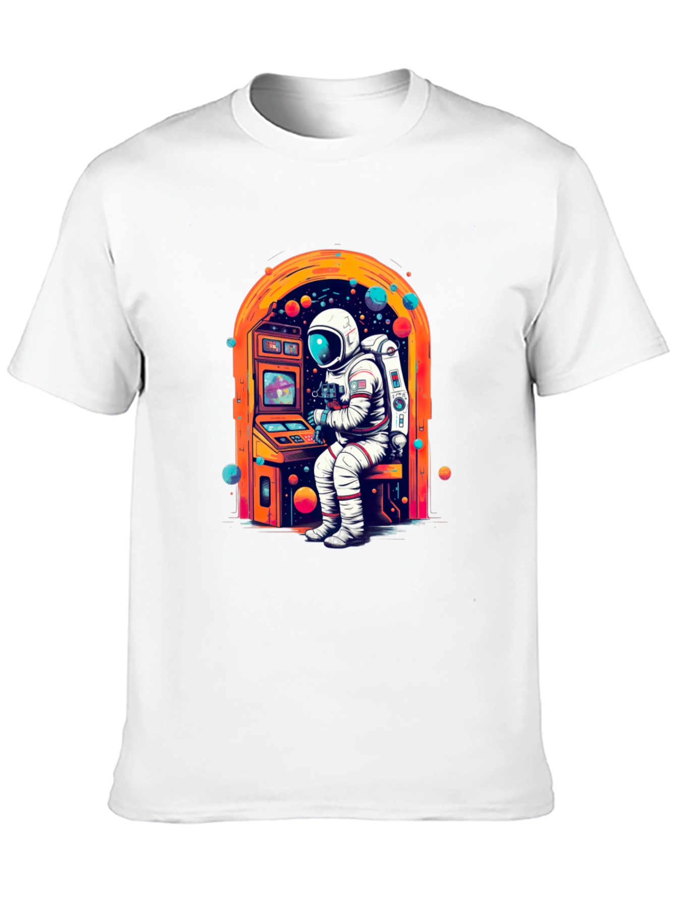 Astronaut Gamer Graphic Tee - Black Cotton T-Shirt