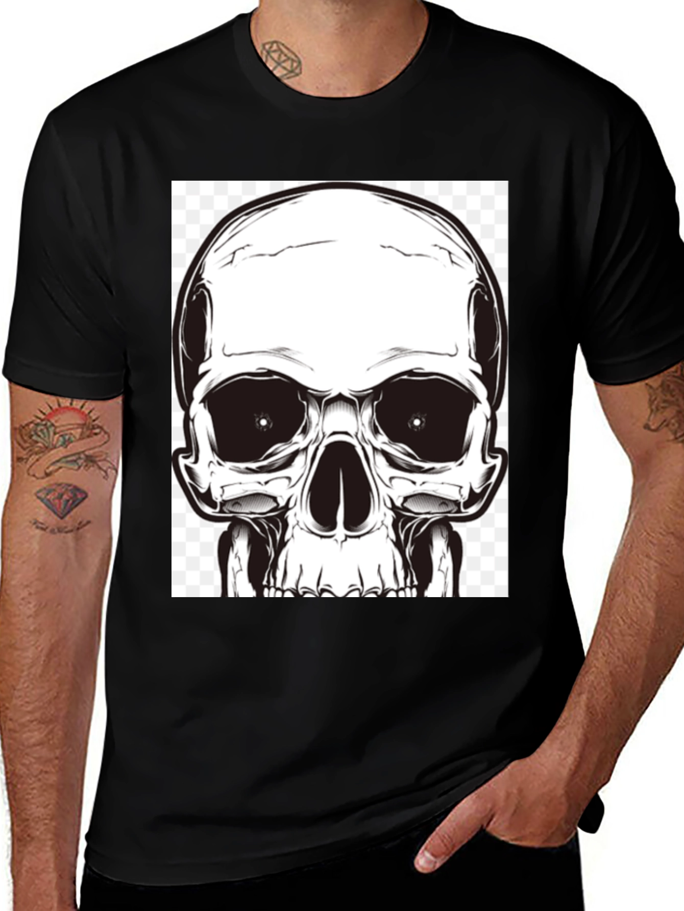 Skull Graphic T-Shirt - Bold Black Cotton Tee