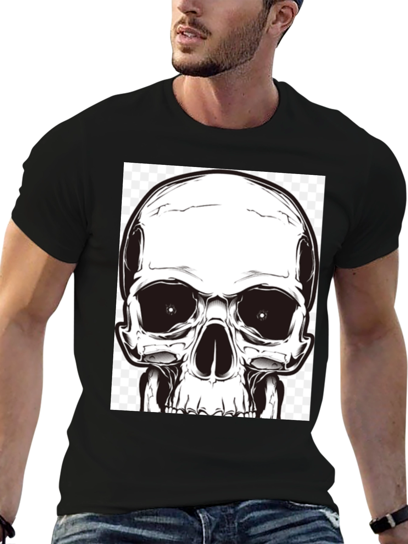 Skull Graphic T-Shirt - Bold Black Cotton Tee