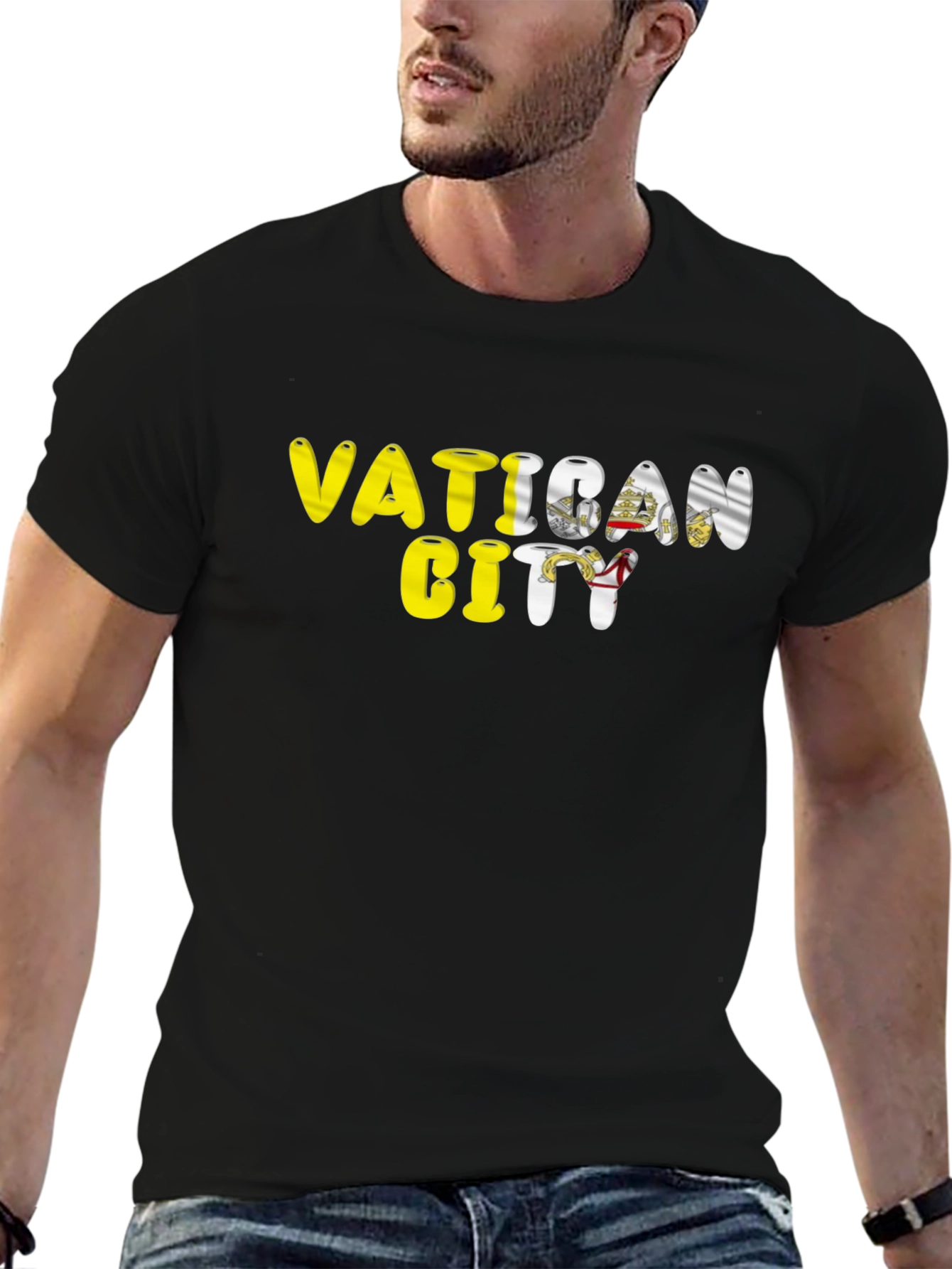 Vatican City Flag T-Shirt - Black Cotton Tee