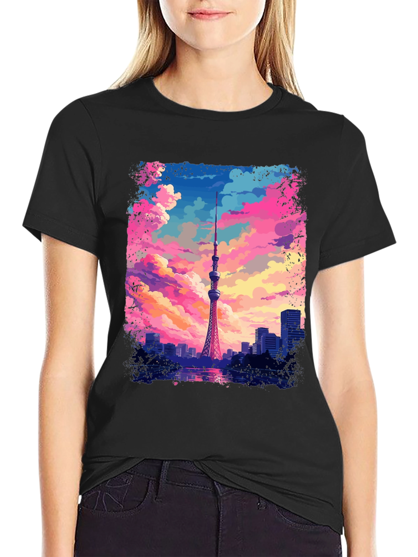 Tokyo Tower Anime T-Shirt - Artistic Graphic Tee