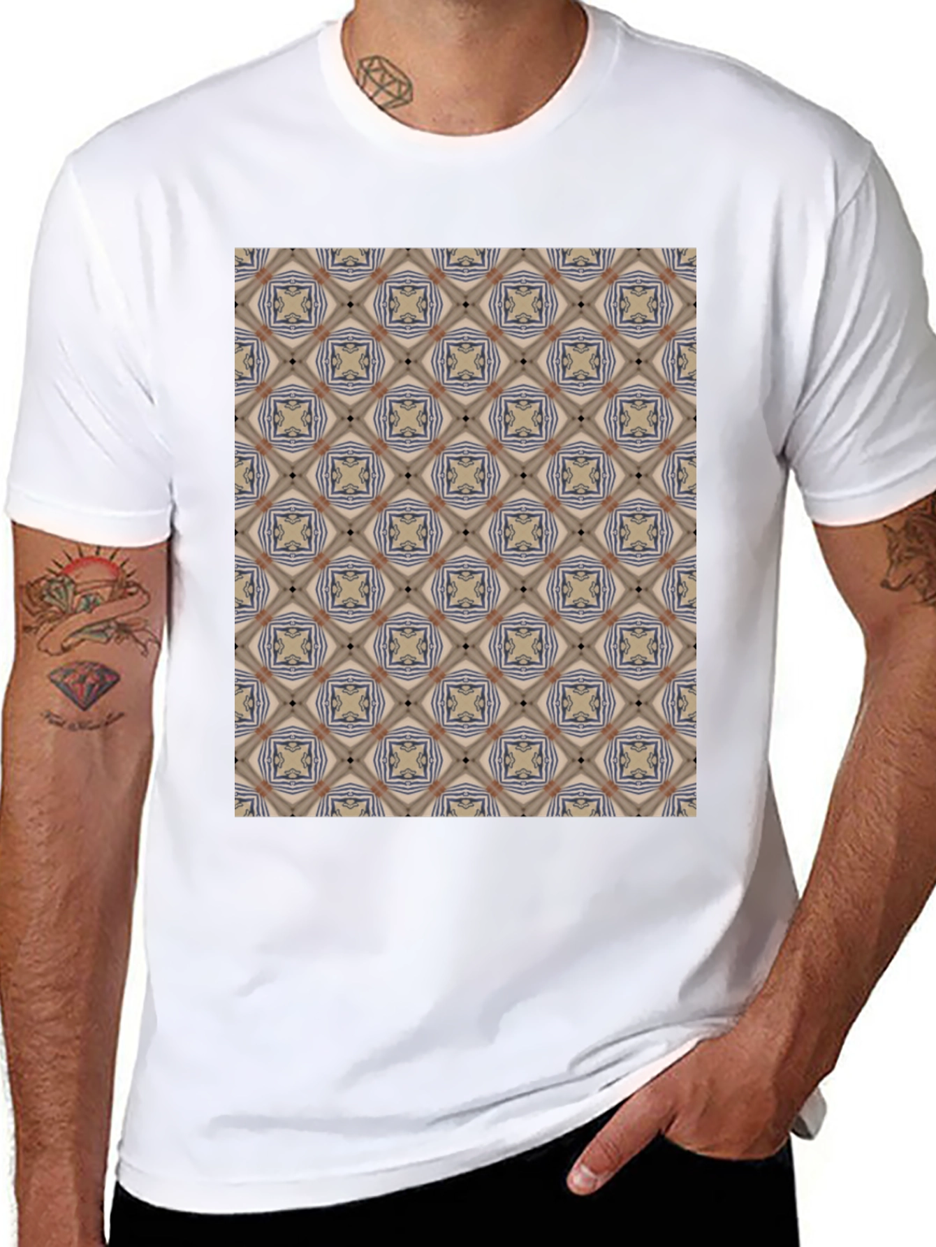 Patterned Black T-Shirt - Unique Design