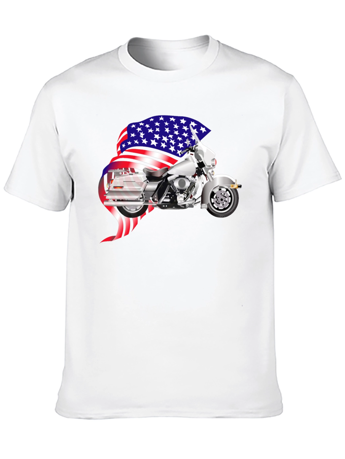 American Motorcycle Graphic T-Shirt - Patriotic Design