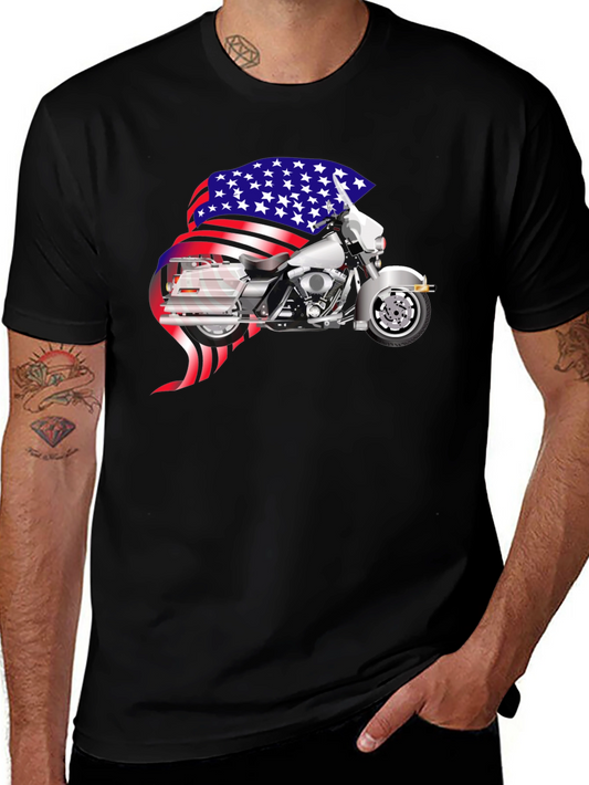 American Motorcycle Graphic T-Shirt - Patriotic Design