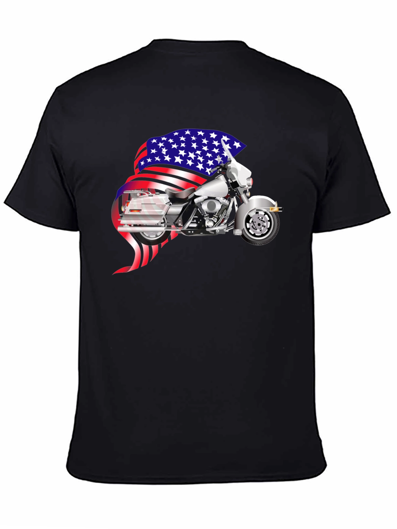American Motorcycle Graphic T-Shirt - Patriotic Design
