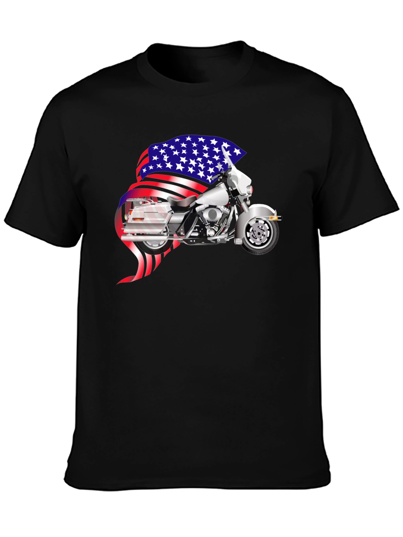 American Motorcycle Graphic T-Shirt - Patriotic Design
