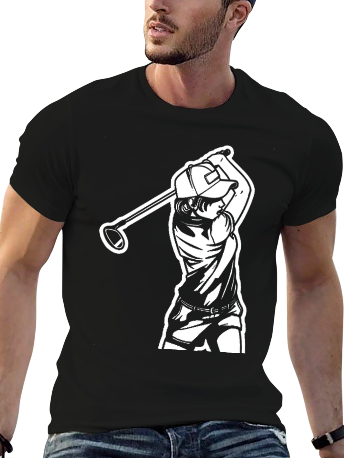 Golf Swing Graphic Tee - Black