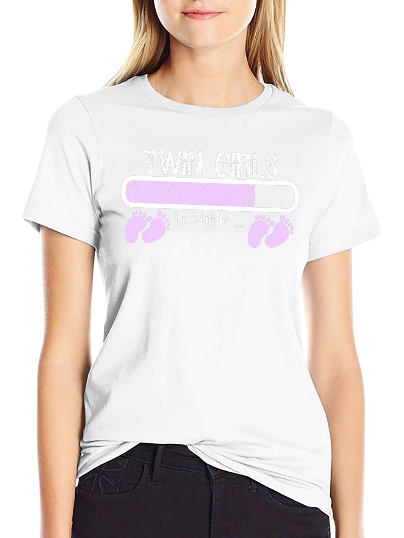 Twin Girls Loading T-Shirt - Pregnancy Announcement