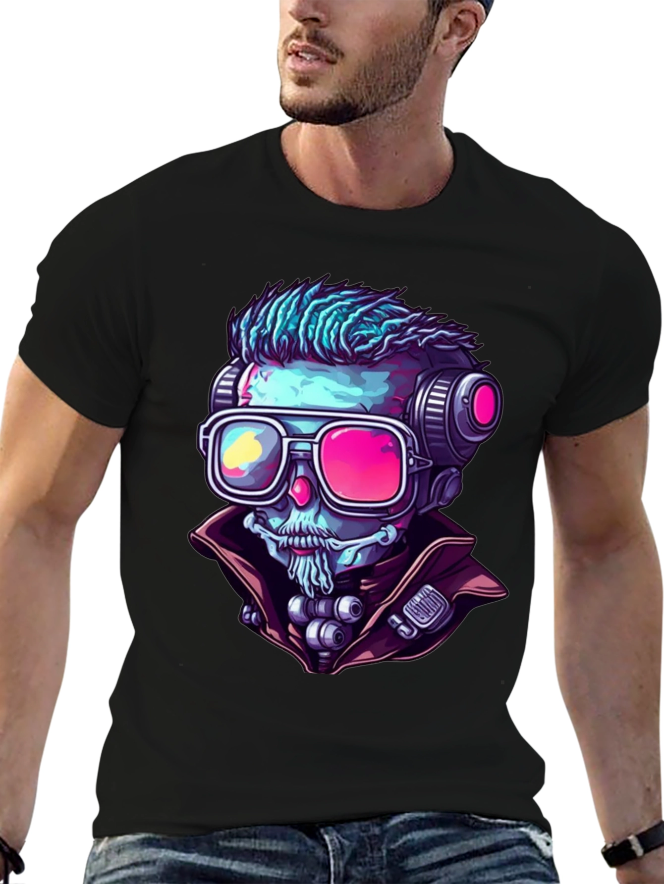 Cyberpunk Skeleton Graphic Tee - Unique Design