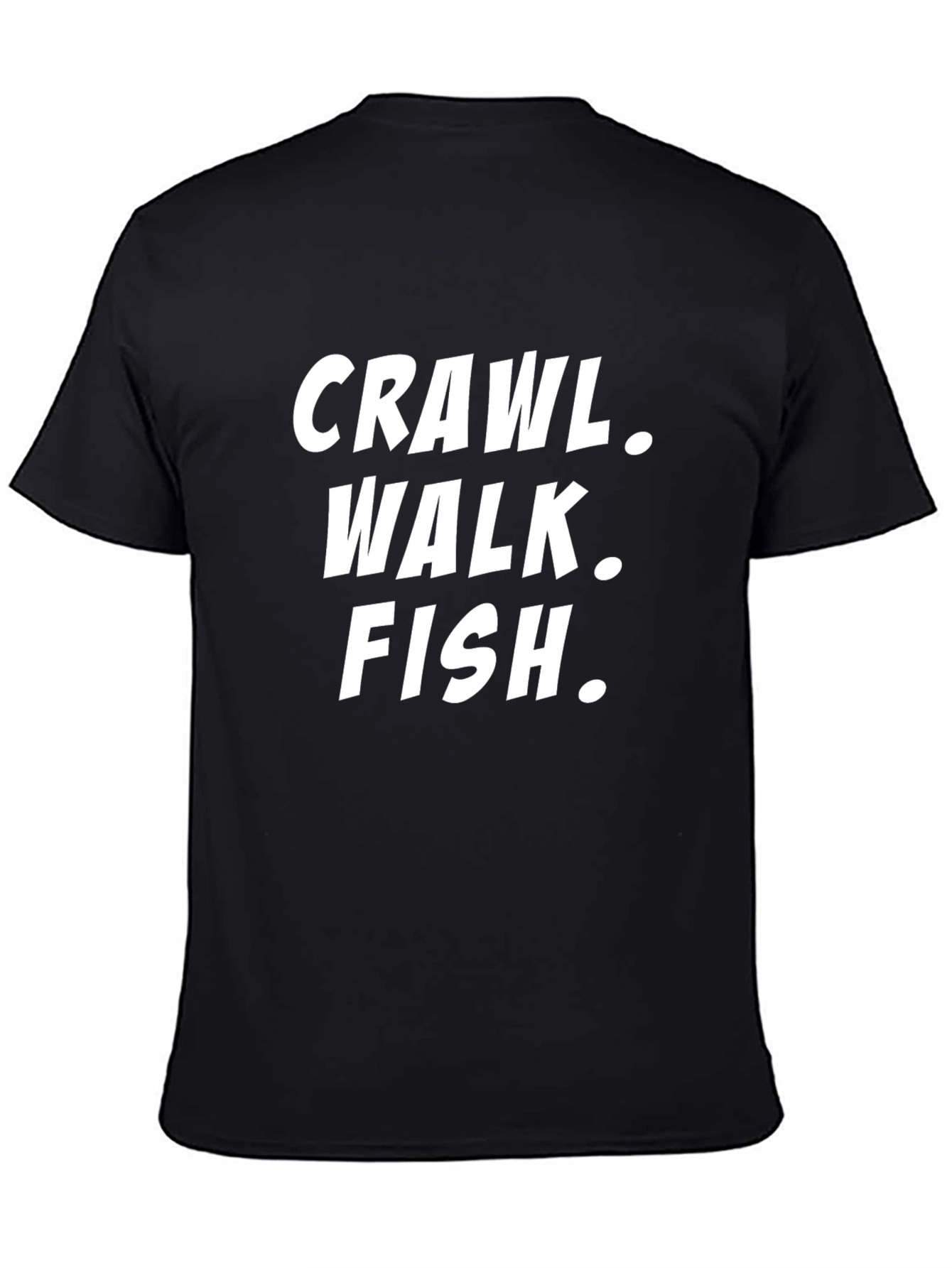 Crawl Walk Fish Black Cotton T-Shirt