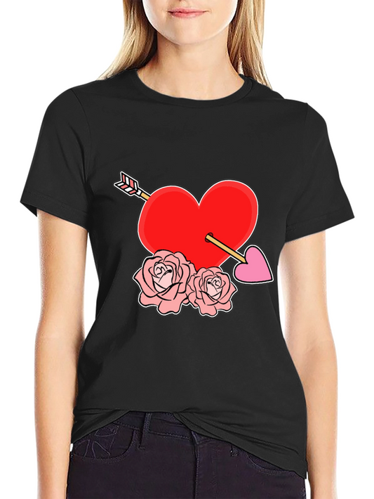 Heart Arrow Roses Graphic Tee