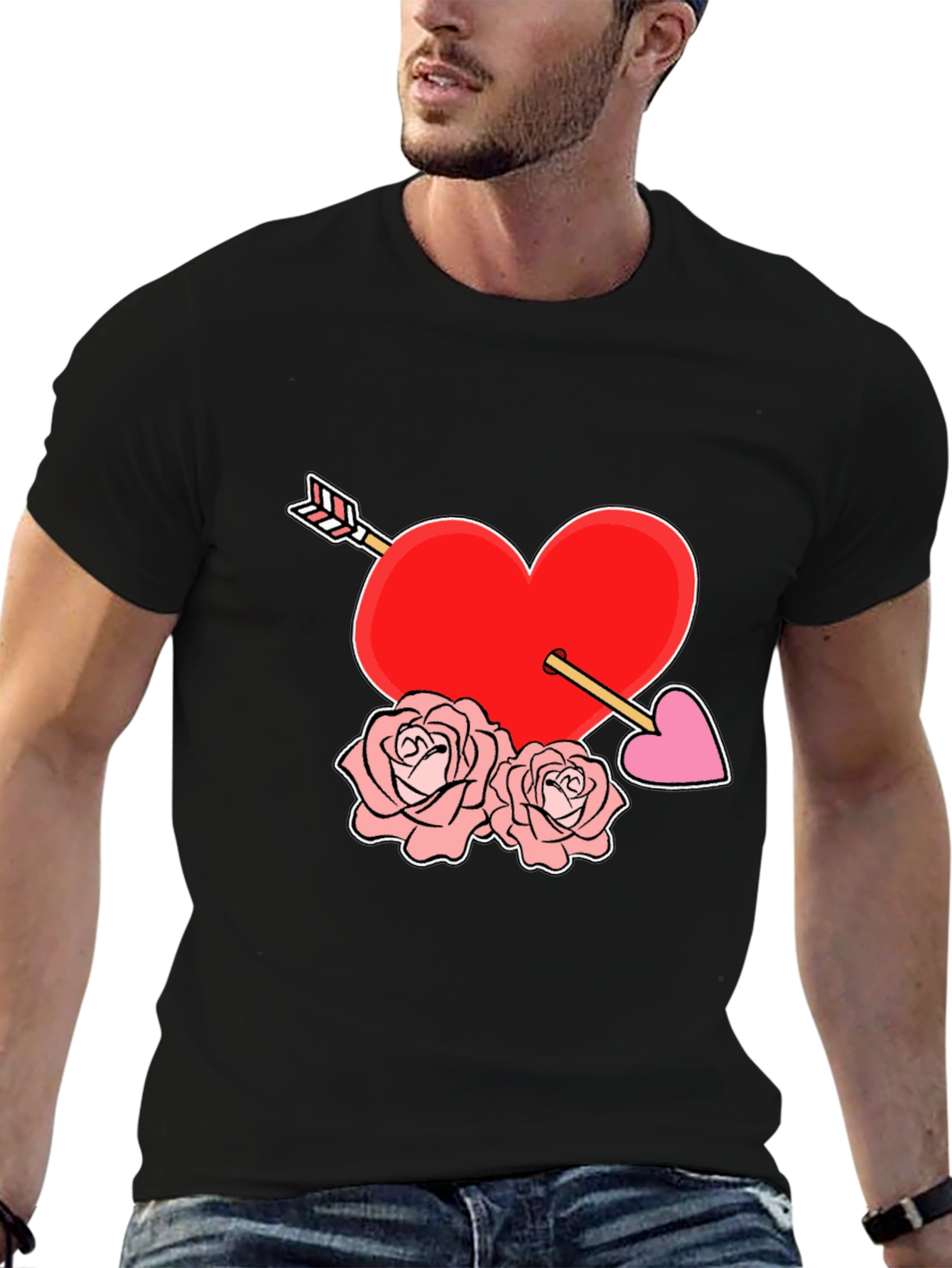 Heart Arrow Roses Graphic Tee