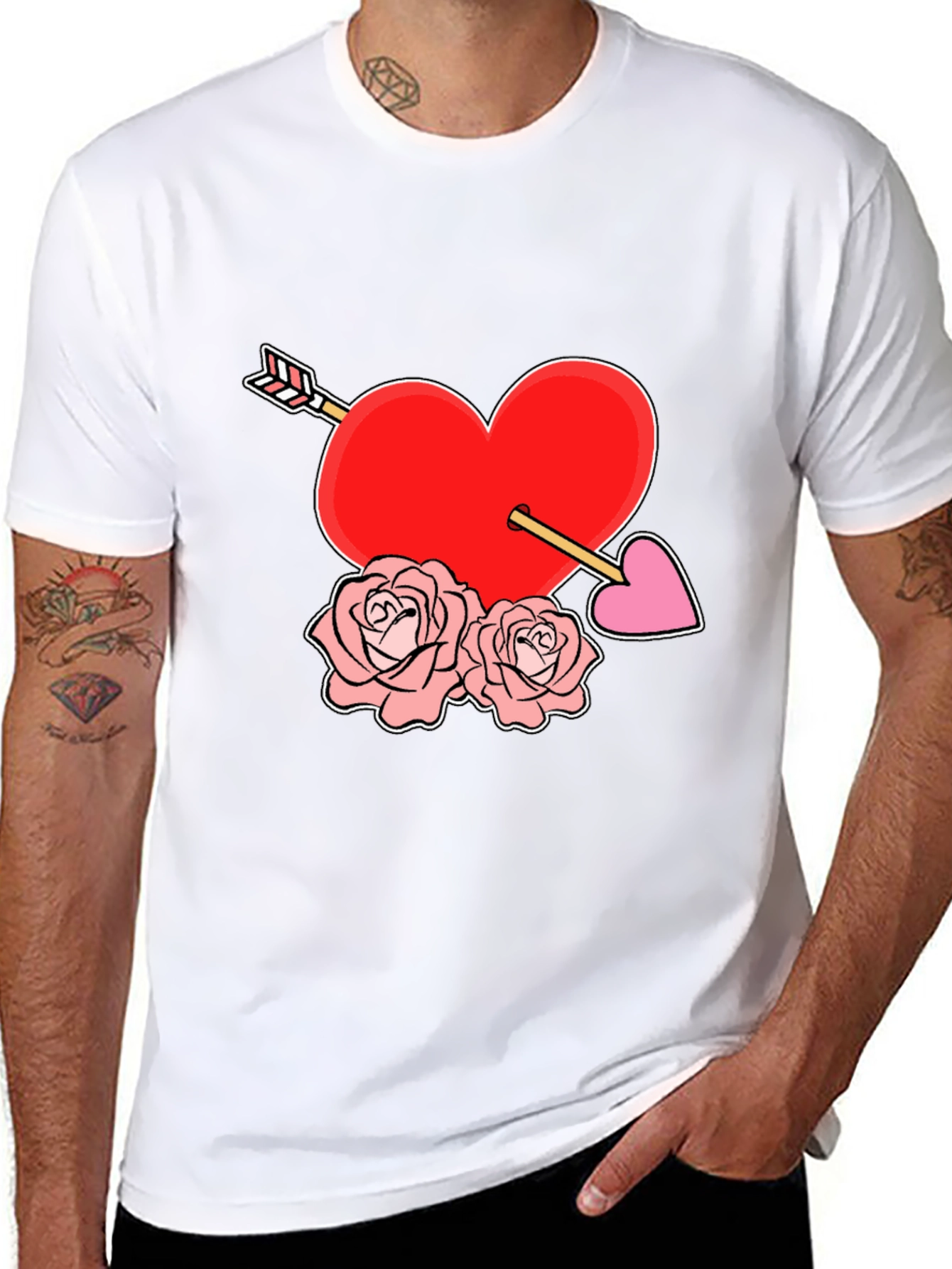 Heart Arrow Roses Graphic Tee
