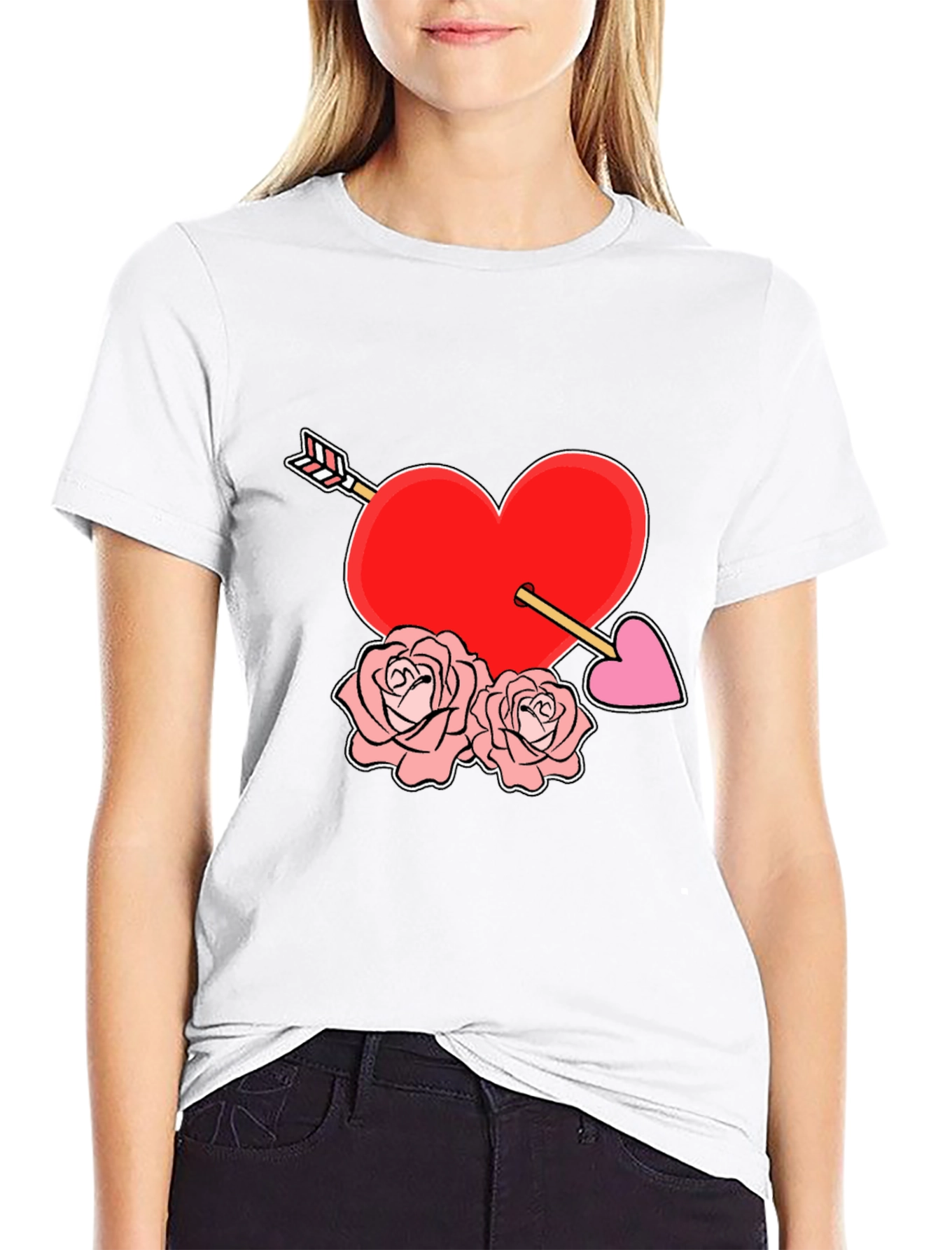 Heart Arrow Roses Graphic Tee