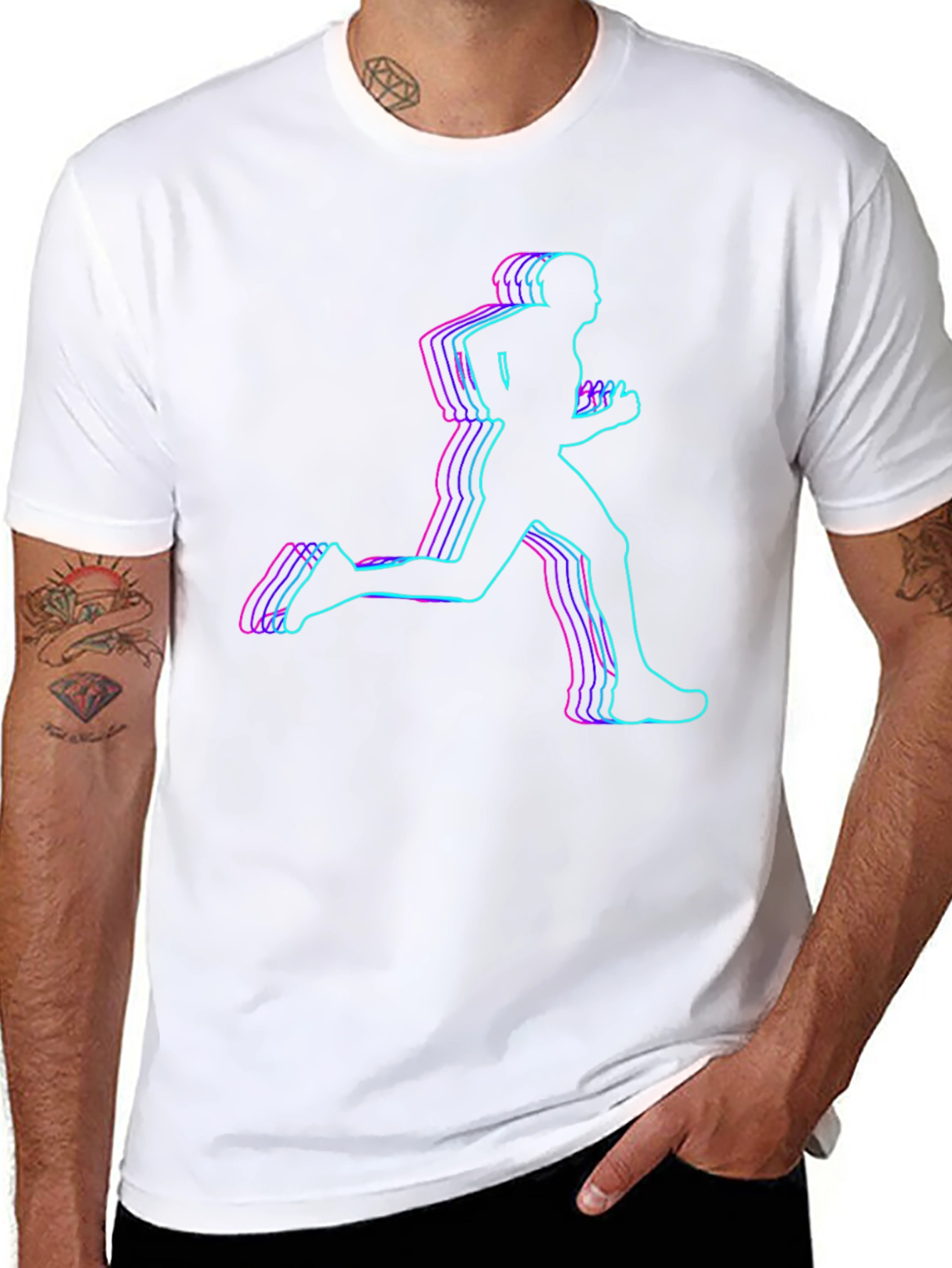 Mens Running Man Graphic Tee - Black