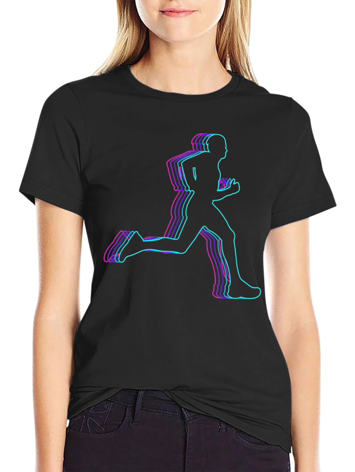 Mens Running Man Graphic Tee - Black