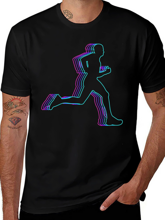 Mens Running Man Graphic Tee - Black