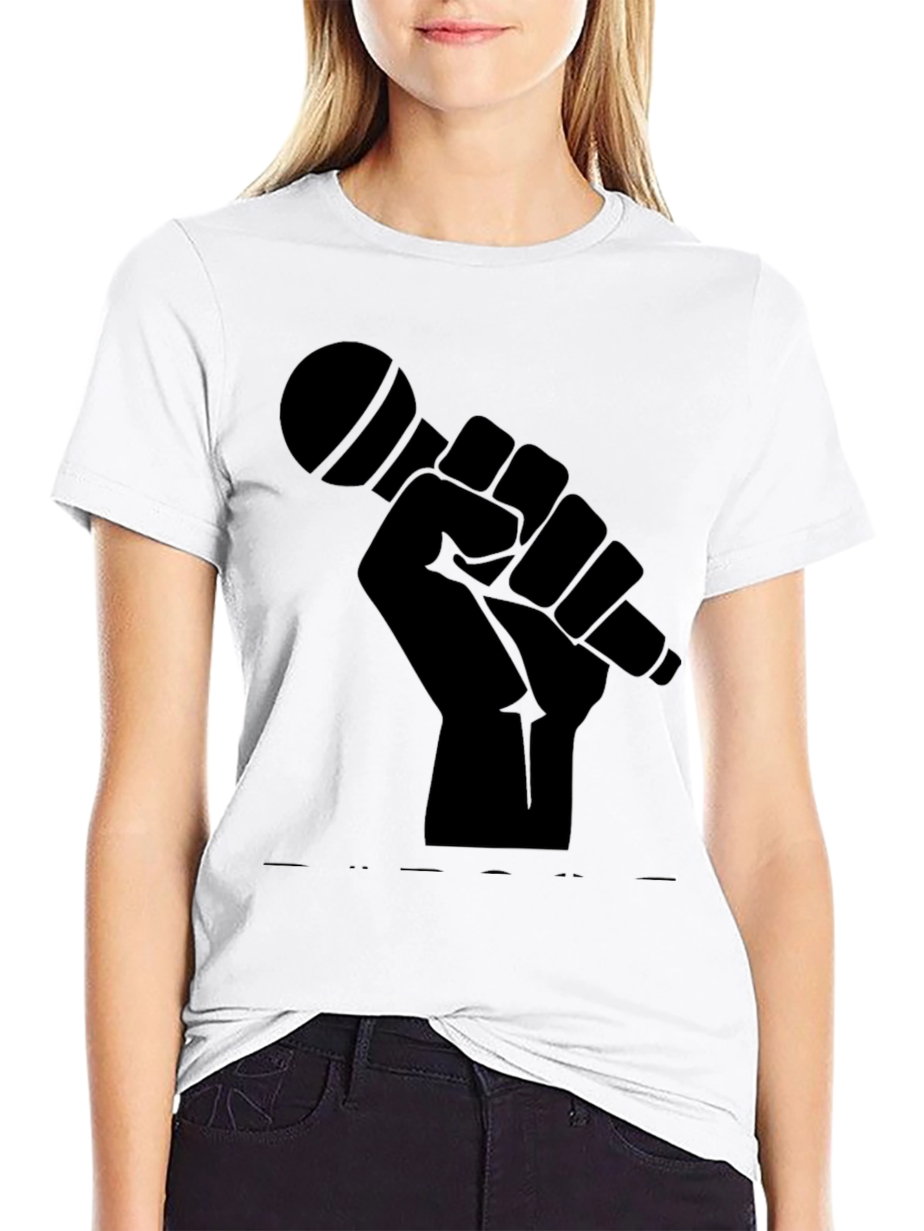 Black Microphone Fist Graphic T-Shirt