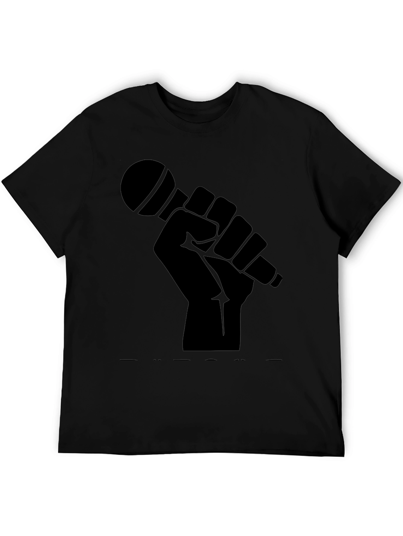 Black Microphone Fist Graphic T-Shirt