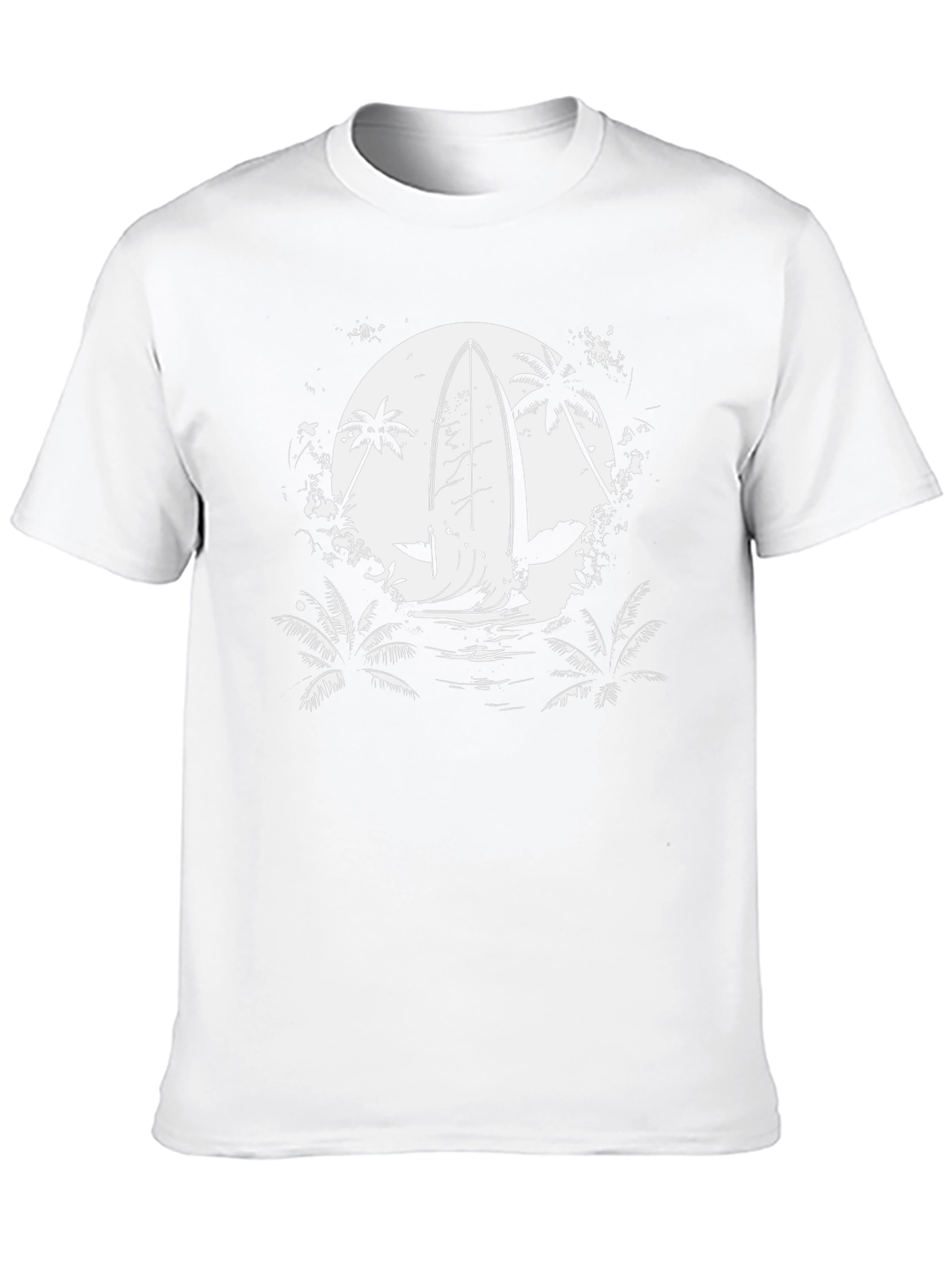 Surfboard Moon Graphic Tee - Black Cotton T-Shirt