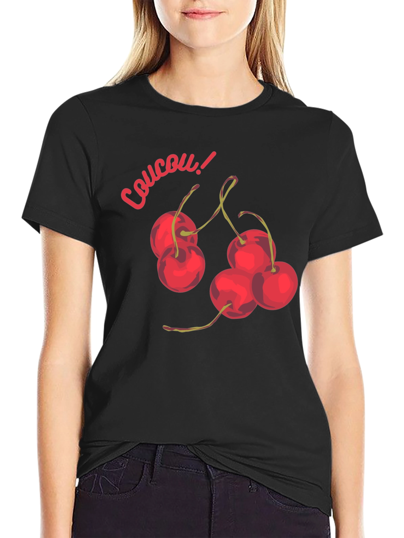 Coucou Cherries Black Graphic T-Shirt