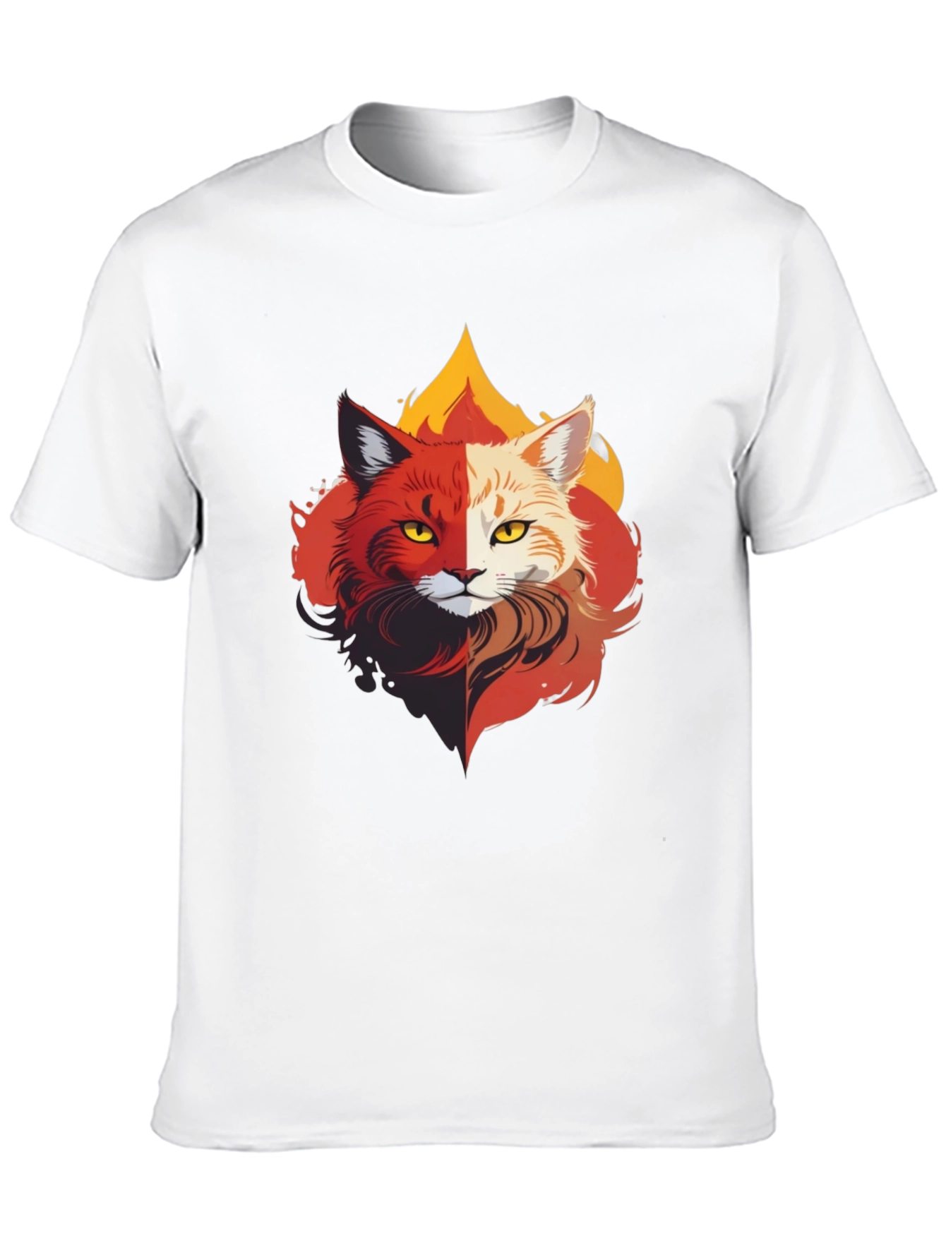 Fiery Feline T-Shirt - Unique Cat Design
