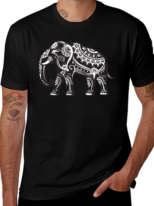 Elephant Graphic Tee - Black Cotton T-Shirt