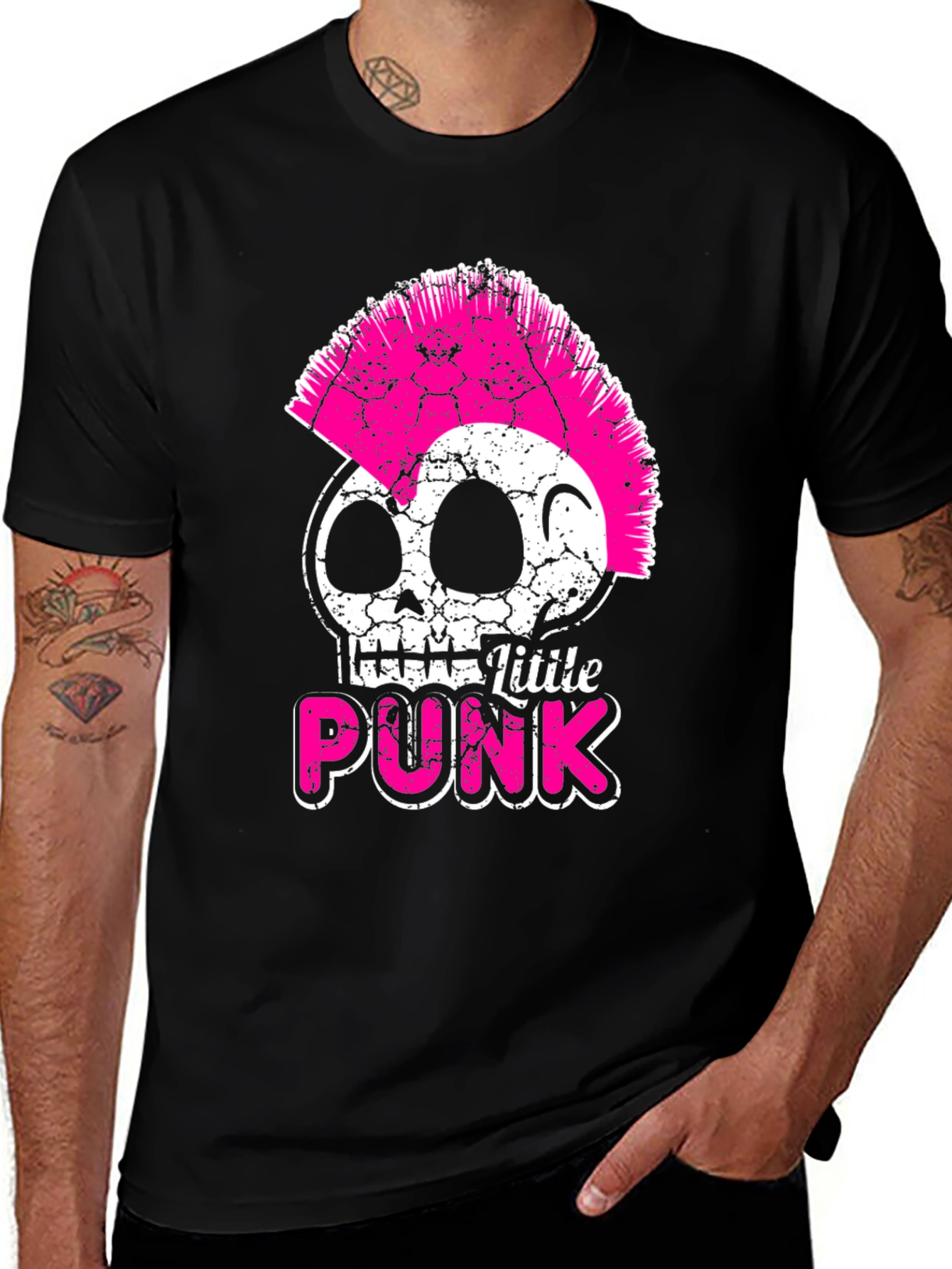 Little Punk Skull Graphic Tee - Black