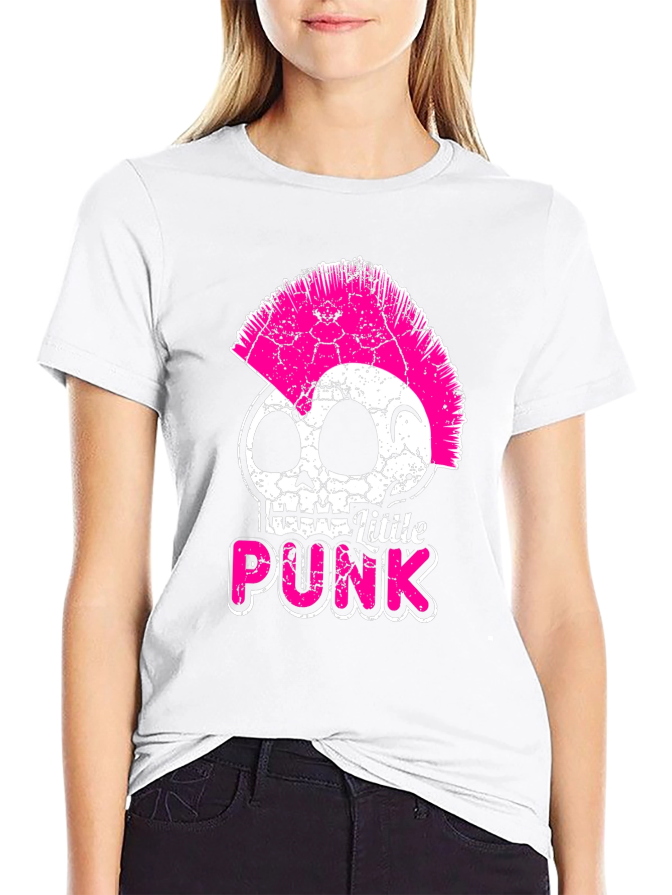 Little Punk Skull Graphic Tee - Black