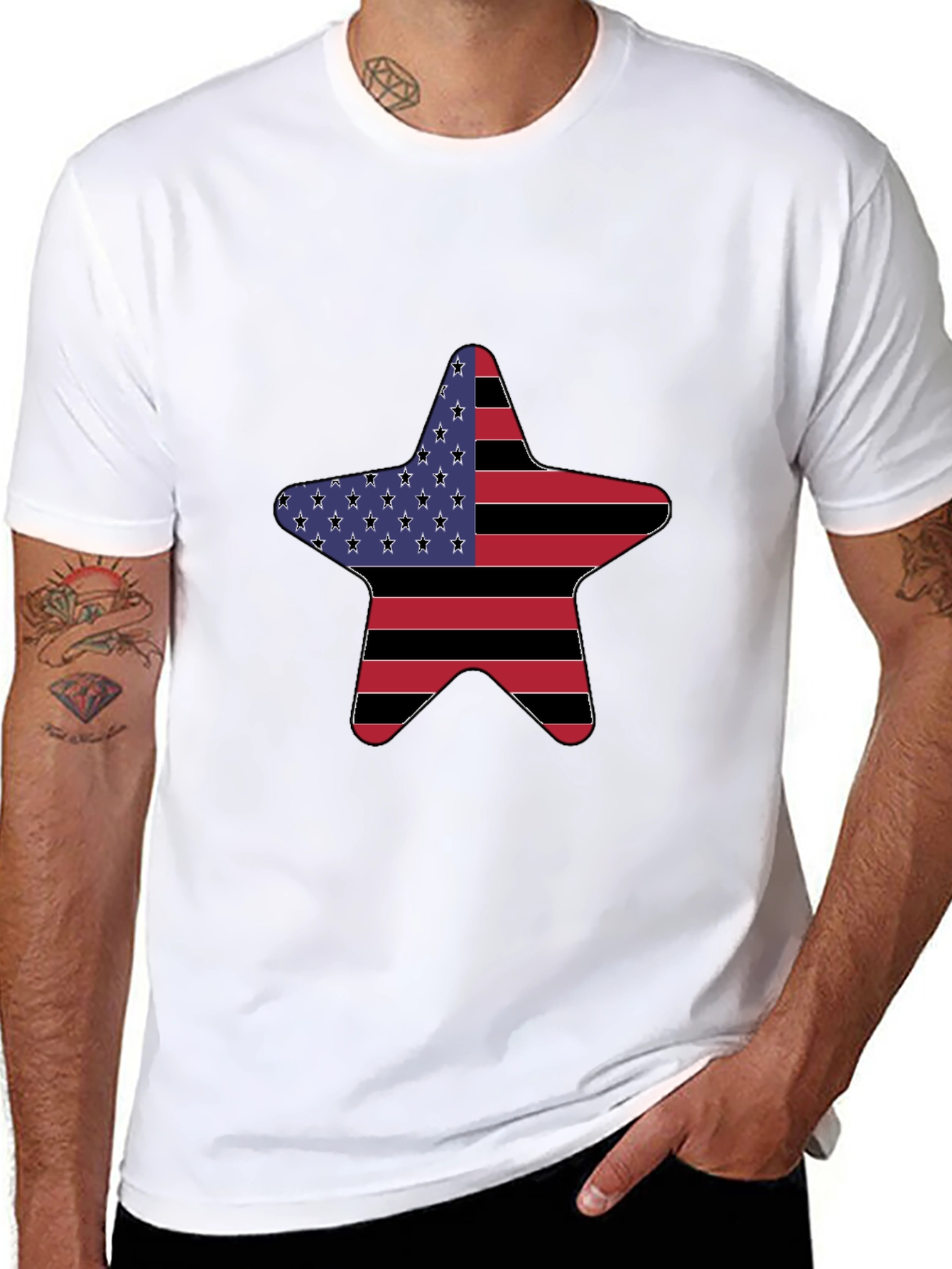 American Flag Star Graphic Tee - Patriotic Style