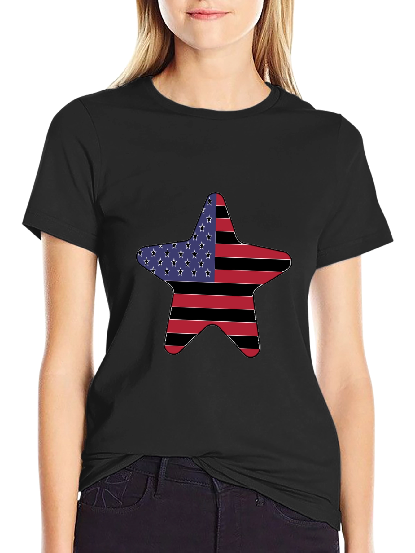 American Flag Star Graphic Tee - Patriotic Style