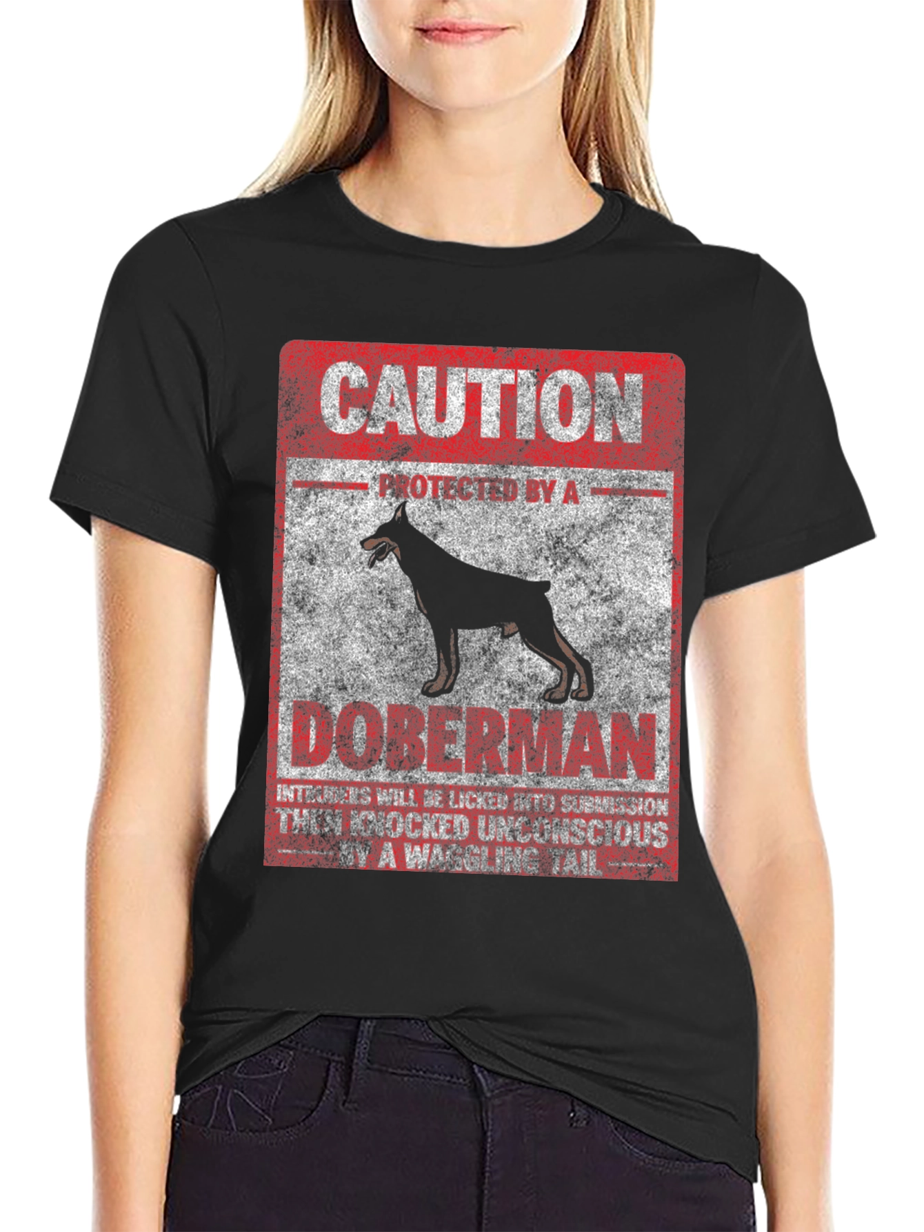 Caution Doberman Graphic Tee