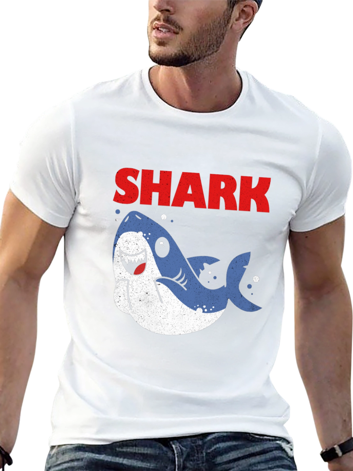Cute Cartoon Shark Graphic T-Shirt