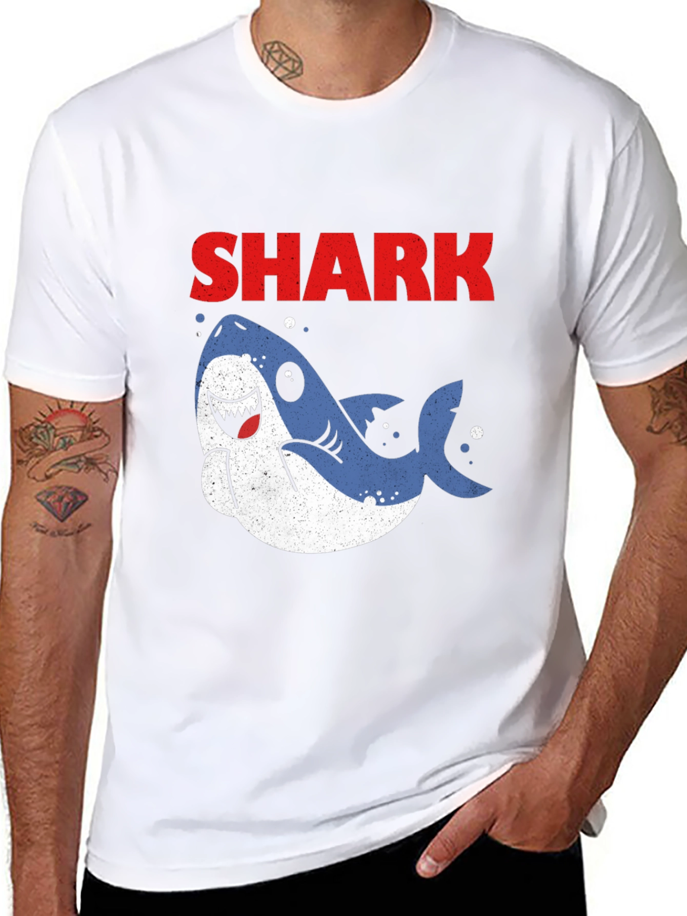 Cute Cartoon Shark Graphic T-Shirt