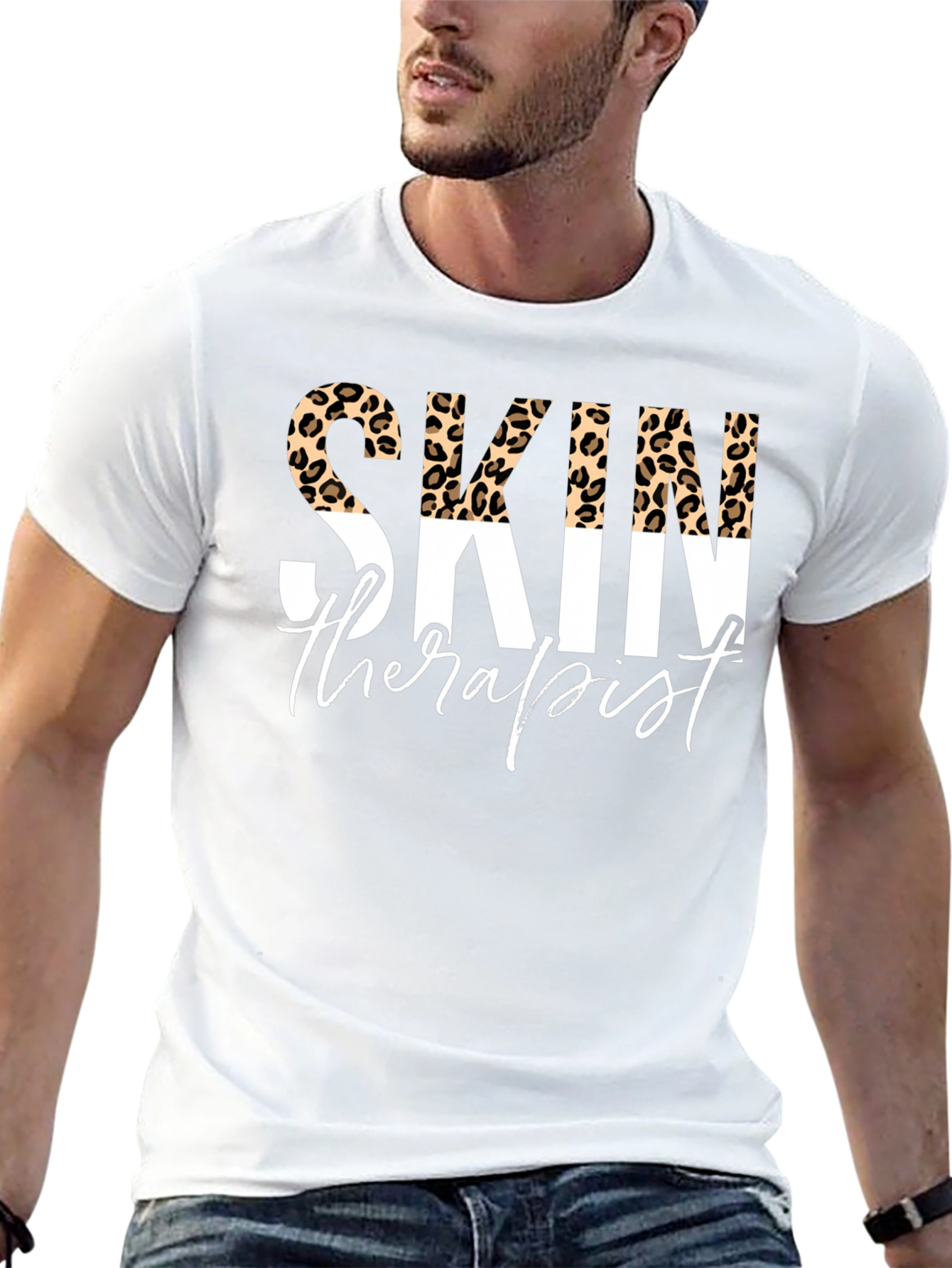 Skin Therapist Leopard Print Black T-Shirt