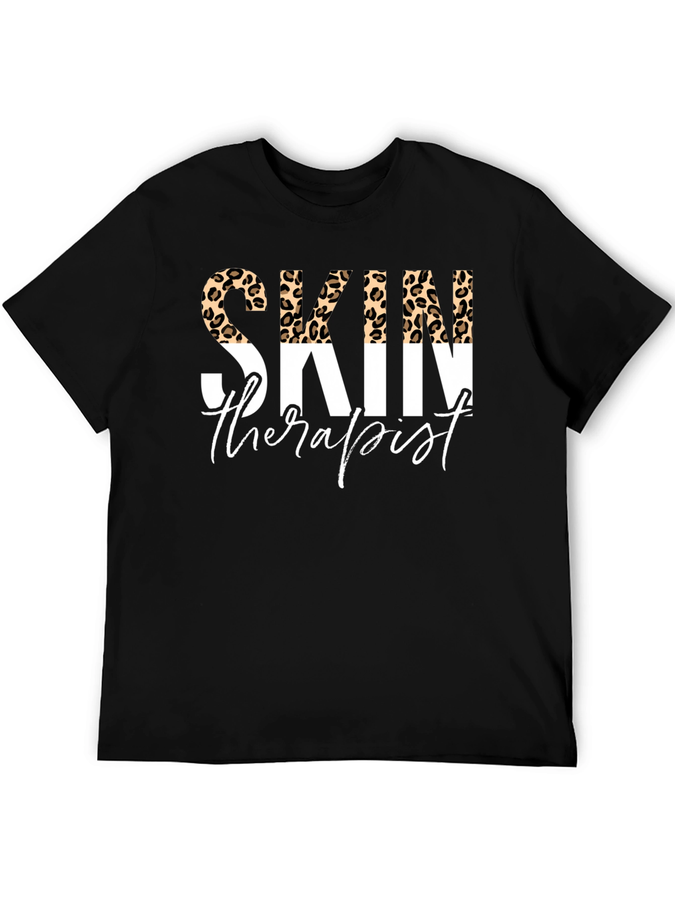 Skin Therapist Leopard Print Black T-Shirt