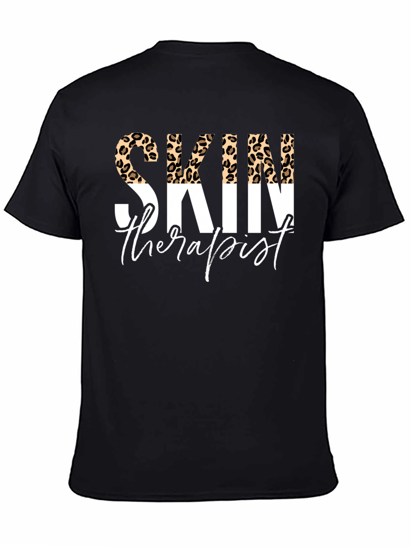 Skin Therapist Leopard Print Black T-Shirt
