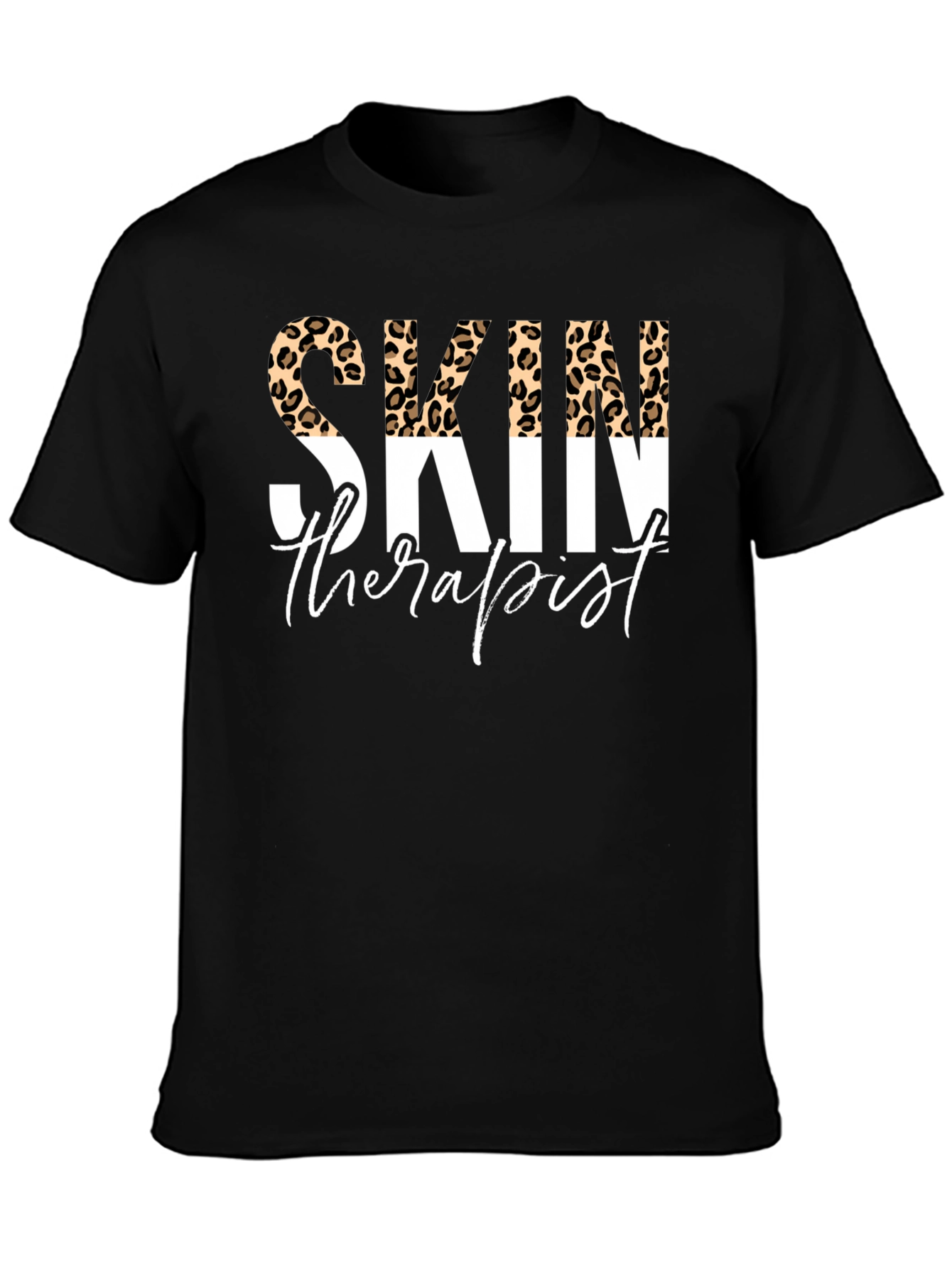 Skin Therapist Leopard Print Black T-Shirt