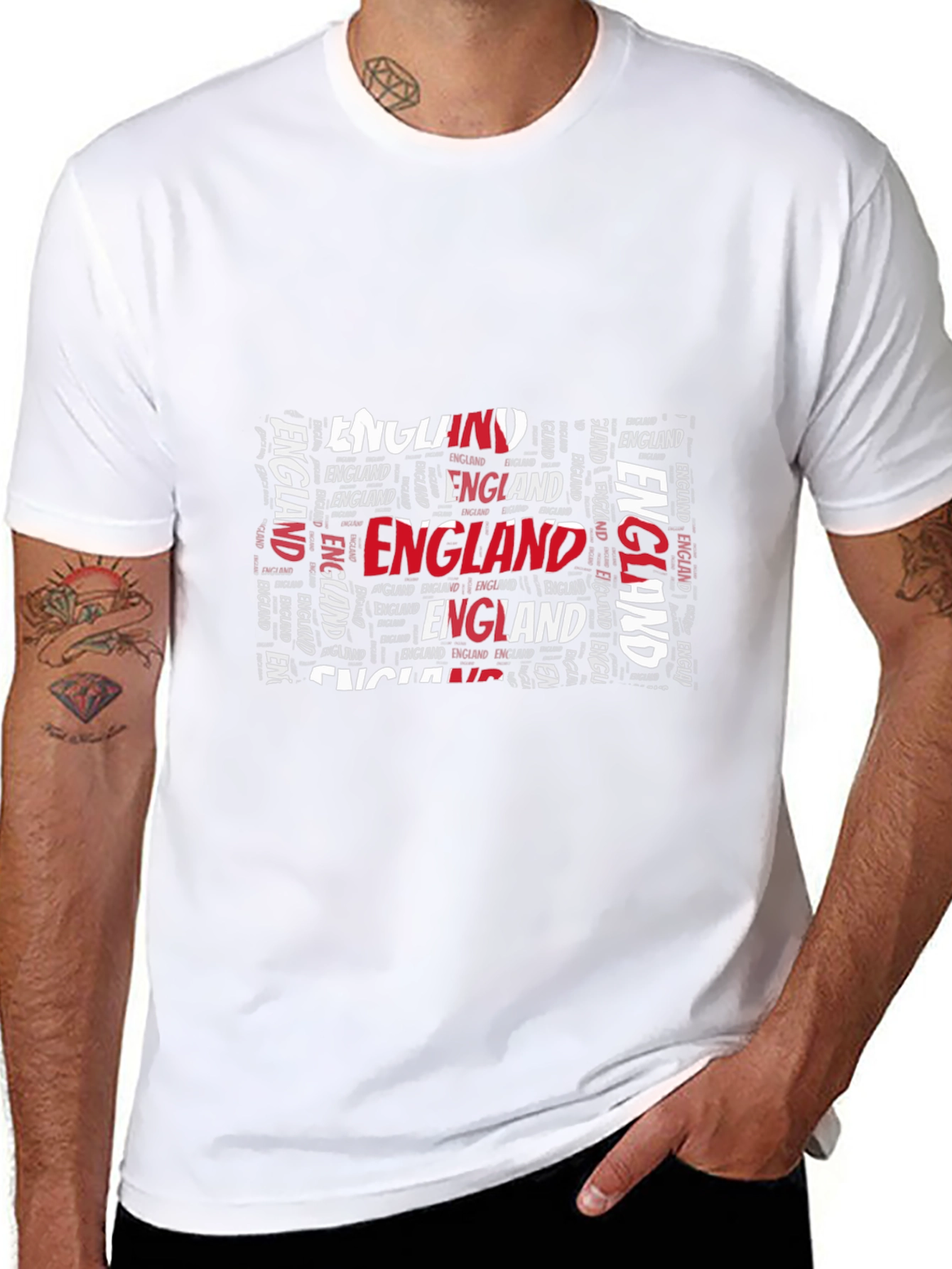 England Word Art Graphic Black T-Shirt