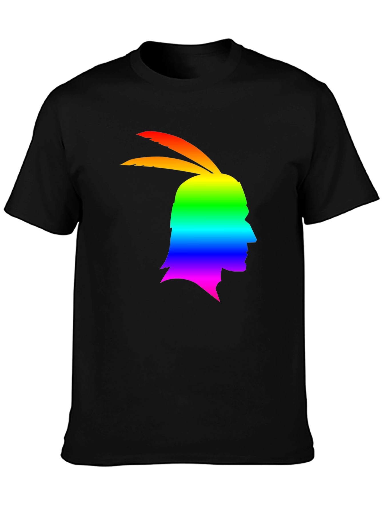 Rainbow Indian Chief Silhouette Graphic T-Shirt