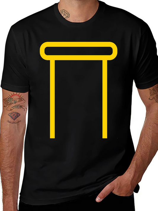 Minimalist Graphic Tee - Black with Yellow Design
