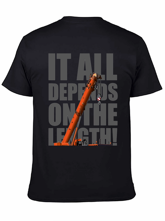It All Depends on the Length! Black Crew Neck T-Shirt