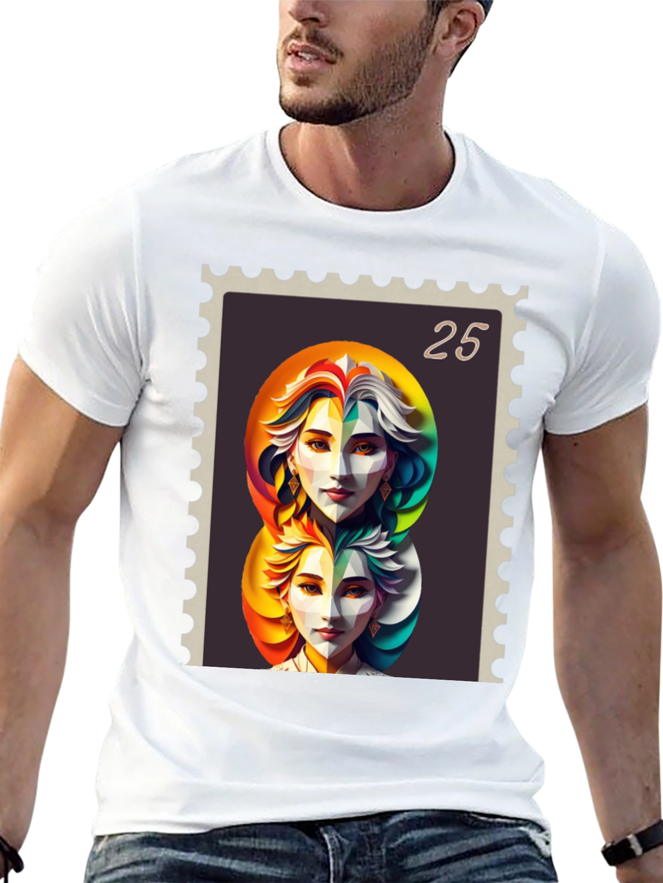 Abstract Portrait Stamp Graphic Tee