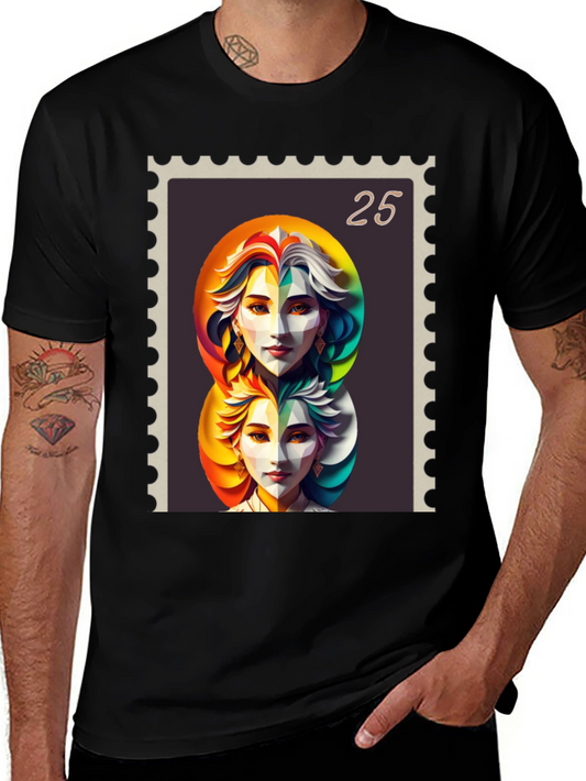 Abstract Portrait Stamp Graphic Tee