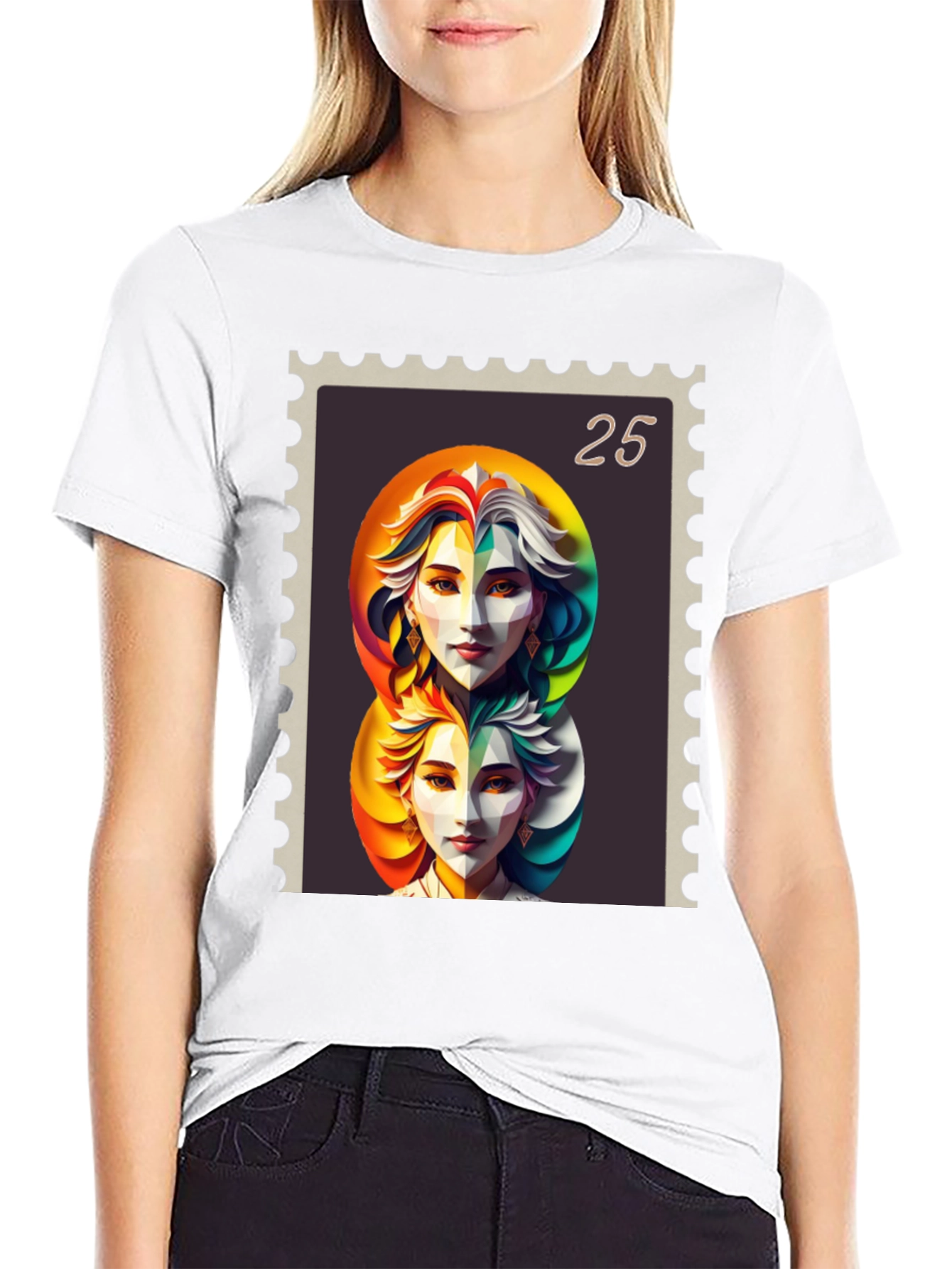 Abstract Portrait Stamp Graphic Tee