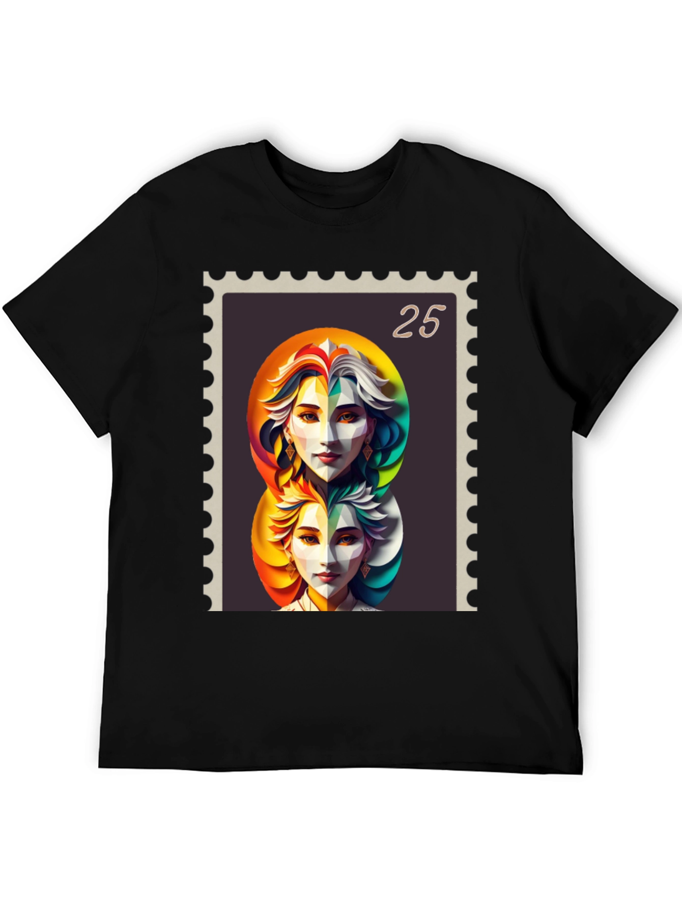 Abstract Portrait Stamp Graphic Tee
