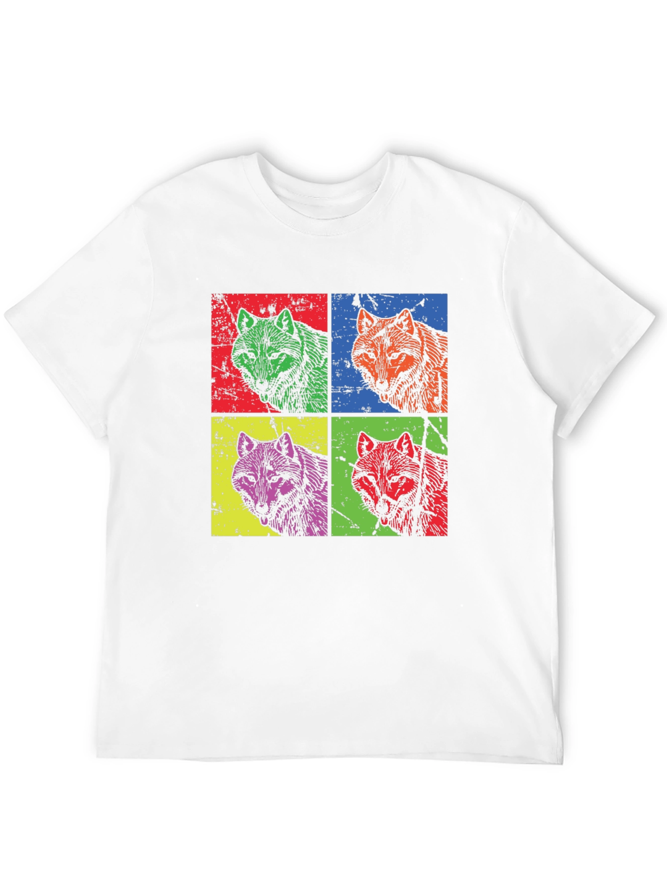 Pop Art Wolf Graphic T-Shirt - Bold Animal Print